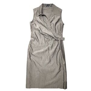 6267 Italian Designer Dress Silk Gray Midi IT 46 US 10 Sleeveless Asymmetrical